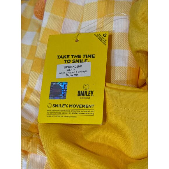Smak Parlour Smiley Yellow Gingham Daisy Mini Dress XL NWT - Picture 5 of 6
